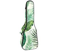 Ukulele Bag Verde Foglie Tropicali Decorativi Sfondo Modello Ukulele Custodia per Soprano Tenore Concert 23 Pollici 10 MM Spessore Morbido Imbottito Cinghie Regolabile Gig Bag