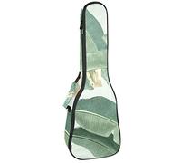 Ukulele Bag Verde Foglie Tropicali Modello Ukulele Custodia per Soprano Tenore Concert 23 Pollici 10 MM Spessore Morbido Imbottito Cinghie Regolabile Gig Bag
