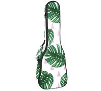 Ukulele Bag Verde Foglie Tropicali Ukulele Custodia per Soprano Tenore Concert 23 Pollici 10 MM Spessore Morbido Imbottito Cinghie Regolabile Gig Bag