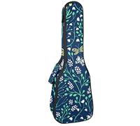 Ukulele Bag Verde Modello Piante E Fiori Modello Ukulele Caso per Soprano Tenore Concert 23 Pollici 10MM Spessore Morbido Imbottito Cinghie Regolabile Gig Bag