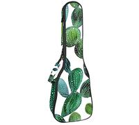 Ukulele Bag Verde Pianta Cactus Fiore Modello Ukulele Custodia per Soprano Tenore Concert 23 Pollici 10 MM Spessore Morbido Imbottito Cinghie Regolabile Gig Bag