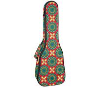 Ukulele Bag Verde Rosso Mandala Modello Ukulele Custodia per Soprano Tenore Concert 23 Pollici 10 MM Spessore Morbido Imbottito Cinghie Regolabile Gig Bag