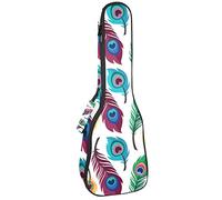 Ukulele Bag Verde Viola Piuma di Pavone Modello Ukulele Custodia per Soprano Tenore Concert 23 Pollici 10MM Spessore Morbido Imbottito Cinghie Regolabile Gig Bag