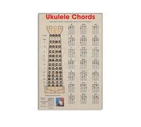 Ukulele Beginner Kit Poster Essential Chords Notes and Tuning Guide Educational Canvas Art for Kids Adults Home and School Decor(Framed,12x18inch(30x45cm))