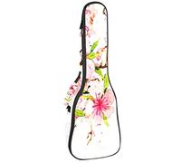 Ukulele Borsa Acquarello Giapponese Fiori di Ciliegio Modello Ukulele Caso per Soprano Tenore Concert 23 Pollici 10MM Spessore Morbido Imbottito Cinghie Regolabile Gig Bag