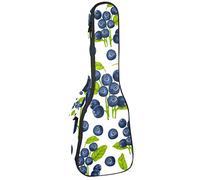 Ukulele Borsa Acquarello Mirtillo Frutti Foglie Modello Ukulele Custodia per Soprano Tenore Concert 23 Pollici 10 MM Spessore Morbido Imbottito Cinghie Regolabile Gig Bag