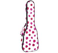 Ukulele Borsa Acquarello Rosa Pois Rosso Ukulele Custodia per Soprano Tenore Concert 23 Pollici 10MM Spessore Morbido Imbottito Cinghie Regolabile Gig Bag