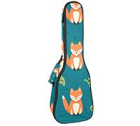 Ukulele borsa Cartoon Fox Maple Leaf Pattern Ukulele Custodia per Concerto Soprano Tenore 23 Pollici 10 MM Spessa Morbida Imbottita Cinghie Regolabile Gig Bag