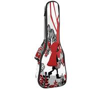 Ukulele borsa Cartoon Girl And Wolf Deep Forest Pattern Ukulele Custodia per Soprano Tenore Concert 23 Pollici 10 MM Spessore Morbido Imbottito Cinghie Regolabile Gig Bag