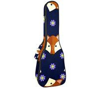 Ukulele borsa Cartoon Volpe Facce Viola Fiore Modello Ukulele Custodia per Soprano Tenore Concert 23 Pollici 10 MM Spessore Morbido Imbottito Cinghie Regolabile Gig Bag