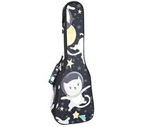 Ukulele Borsa Cat Astronauta nello Spazio E Stelle Ukulele Custodia per Soprano Tenore Concert 23 Pollici 10 MM Spessore Morbido Imbottito Cinghie Regolabile Gig Bag