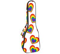 Ukulele Borsa Colorata Arcobaleno Amore Cuore Modello Ukulele Caso per Soprano Tenore Concert 23 Pollici 10MM Spessore Morbido Imbottito Cinghie Regolabile Gig Bag