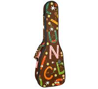 Ukulele borsa colorata divertente lettere inglesi fiori modello Ukulele caso per Soprano tenore concerto 23 pollici 10mm spessore morbido imbottito cinghie regolabili Gig Bag