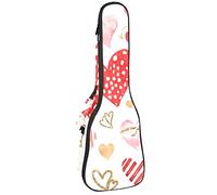 Ukulele Borsa Cuore Acquerello Modello Ukulele Custodia per Soprano Tenore Concert 23 Pollici 10 MM Spessore Morbido Imbottito Cinghie Regolabile Gig Bag