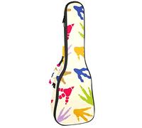 Ukulele Borsa Dinosauri Orme Colorate Ukulele Custodia per Soprano Tenore Concert 23 Pollice 10 MM Spessa Morbida Imbottita Cinghie Regolabile Gig Bag