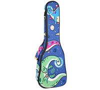 Ukulele Borsa Dinosauro Astronauta Blu Modello Ukulele Custodia per Soprano Tenore Concert 23 Pollici 10 MM Spessore Morbido Imbottito Cinghie Regolabile Gig Bag