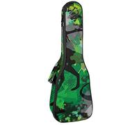 Ukulele Borsa Dinosauro Camo Verde Modello Ukulele Custodia per Soprano Tenore Concert 23 Pollici 10MM Spessore Morbido Imbottito Cinghie Regolabile Gig Bag