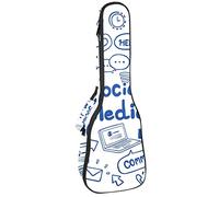 Ukulele Borsa Disegnata A Mano Social Media Ukulele Caso per Soprano Tenore Concerto 23 Pollice 10MM Spessore Morbido Imbottito Cinghie Regolabile Gig Bag