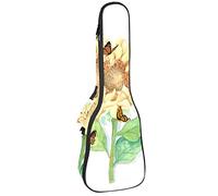 Ukulele Borsa Fly Butterfly on Sunflower Ukulele Caso per Soprano Tenore Concerto 23 Pollice 10MM Spessore Morbido Imbottito Cinghie Regolabile Gig Bag