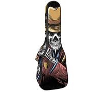 Ukulele Borsa Giacca Rossa Skul Tiene Pistola Ukulele Caso per Soprano Tenore Concerto 23 Pollice 10MM Spessore Morbido Imbottito Cinghie Regolabili Gig Bag