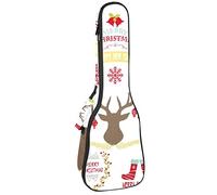 Ukulele Borsa Natale Cervo Albero Guanti Calzini Palla Ukulele Caso per Soprano Tenore Concerto 23 Pollice 10MM Spessore Morbido Imbottito Cinghie Regolabili Gig Bag