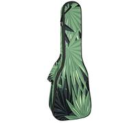 Ukulele Borsa Tropicale Palmetto Sfondo Verde Modello Ukulele Custodia per Soprano Tenore Concert 23 Pollici 10 MM Spessore Morbido Imbottito Cinghie Regolabile Gig Bag