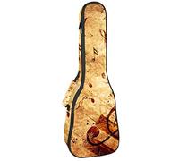 Ukulele Borsa Vintage Personale Nota Musica Marrone Modello Ukulele Custodia per Soprano Tenore Concert 23 Pollici 10 MM Spessore Morbido Imbottito Cinghie Regolabile Gig Bag
