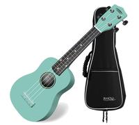 Ukulele Chitarra Hawaii Uke Soprano Acustica 4 Corda 15 Traste Custodia Turchese