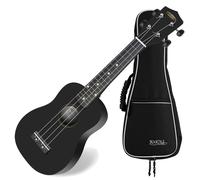 Ukulele Chitarra Hawaii Uke Soprano Acustica 4 Cordas 15 Trastes Custodia Nero