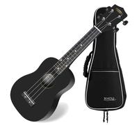 Ukulele Chitarra Hawaii Uke Soprano Acustica 4 Cordas 15 Trastes Custodia Nero