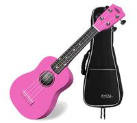 Ukulele Chitarra Hawaii Uke Soprano Acustica 4 Cordas 15 Trastes Custodia Rosa