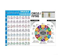 Ukulele Chords Chart Poster, guida per esercitarsi con le dita codificata a colori su carta patinata per imparare la musica, disponibile nelle taglie S e L per principianti (L)
