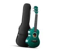 Ukulele con foro rotondo da 58,4 cm, per principianti e avanzati, in mogano solido (verde)