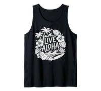 Ukulele da Surf Hawaiano dal Vivo Aloha Hibiscus Tropical Vibes Canotta