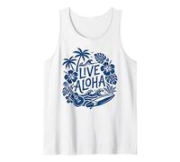 Ukulele da Surf Hawaiano dal Vivo Aloha Hibiscus Tropical Vibes Canotta