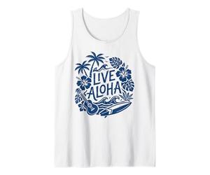 Ukulele da Surf Hawaiano dal Vivo Aloha Hibiscus Tropical Vibes Canotta