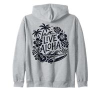 Ukulele da Surf Hawaiano dal Vivo Aloha Hibiscus Tropical Vibes Felpa con Cappuccio