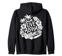 Ukulele da Surf Hawaiano dal Vivo Aloha Hibiscus Tropical Vibes Felpa con Cappuccio