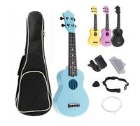 ukulele Kit Completo Ukulele ABS Da 4 Corde Da 21 Pollici Strumento Guitarra Per Chitarra Acustica Colorata Hawaii(Color:Sky Blue set)
