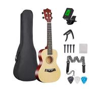 Ukulele Kit Ukulele Acustico Ukulele Da 23 Pollici Con Corde Per Borsa Tracolla Ponte Ago Capo Pick Tuner Tutto In Tiglio Per Principianti(Wood Color)