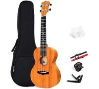 Ukulele Mini Chitarra Con Corde In Mogano Da Concerto Ukulele Tenore Da 21/23" Con Custodia E Accordatore Ukulele Hawaiano(Wood,23inch)