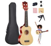 Ukulele per bambini Ukulele da 21 pollici per principianti Chitarra per bambini a 4 corde, tiglio classico con plettro, capotasto, borsa per il trasporto Strumento musicale giocattolo per Col