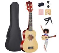 Ukulele per bambini Ukulele da 21 pollici per principianti Chitarra per bambini a 4 corde, tiglio classico con plettro, capotasto, borsa per il trasporto Strumento musicale giocattolo per Col