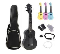 Ukulele per principianti Kit Completo Ukulele ABS Da 4 Corde Da 21 Pollici Strumento Guitarra Per Chitarra Acustica Colorata Hawaii(Color:BK set)