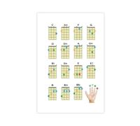 Ukulele per principianti, semplice diagramma di accordi su tela, decorazione per camera da letto, ufficio, camera da letto, regalo, 50 x 75 cm
