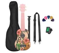 Ukulele Professionale Chitarra Ukulele A 4 Corde Da 21 Pollici Rosa Ukulele Con Corde Per Borsa Accordatore Capo Parti E Accessori