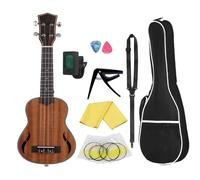 Ukulele Professionale Chitarra Ukulele A 4 Corde In Mogano Per Principianti Da 21 Pollici Con Corde Per Capotasto Con Cinturino Sintonizzatore