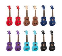 Ukulele soprano 12 confezioni in colori misti con sacchetti neri