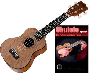 Ukulele Soprano Chitarra Legno di Noce 4 Corde in Nylon Uke Musicale Hawaii