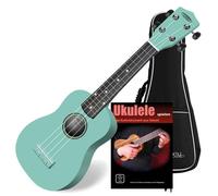 Ukulele Soprano Chitarra Uke Legno Tiglio 4 Cordas 15 Trastes Turchese Custodia